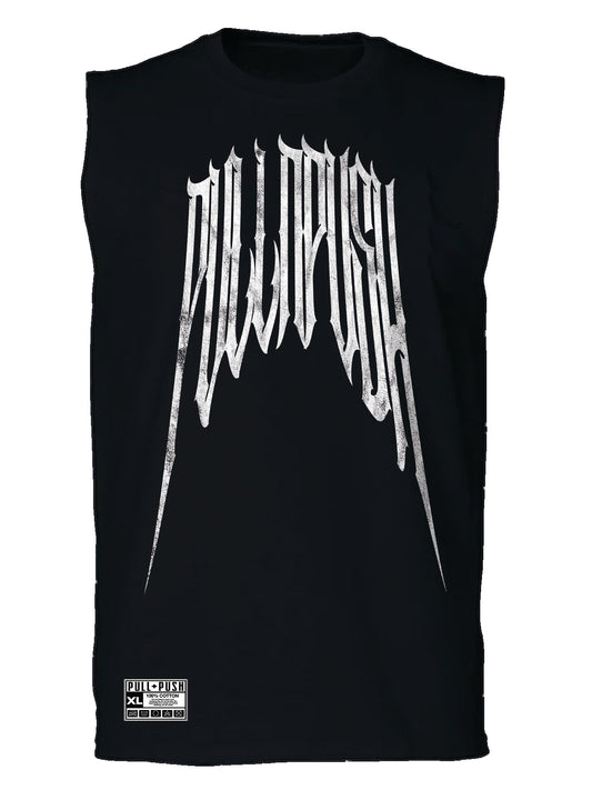 Camiseta negra sin mangas logo black metal